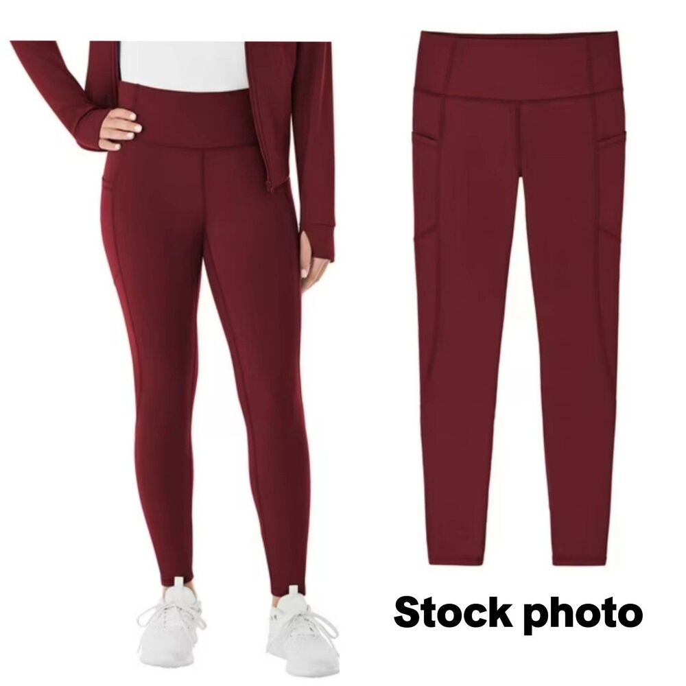 Member's Mark size Medium Extra Warm high rise legging cozy pockets smooth red
